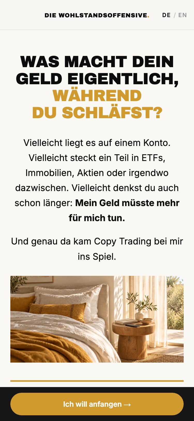 Beispiel einer echten Partnerseite auf dem Handy